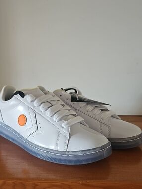 Converse White Low-Top Sneakers with Orange Dot